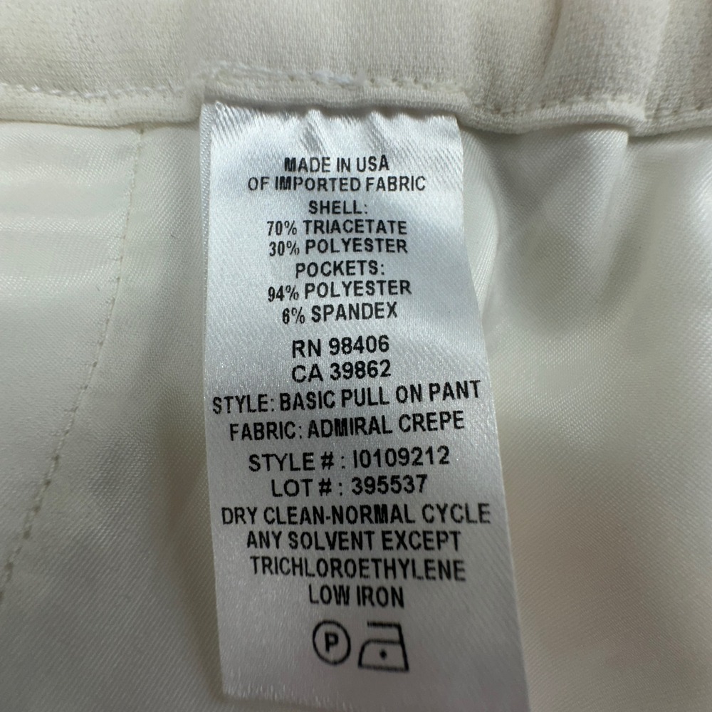 Theory Basic Pull On Pant Admiral Crepe Beige Elastic Waist Size 12 - Picture 6 of 9